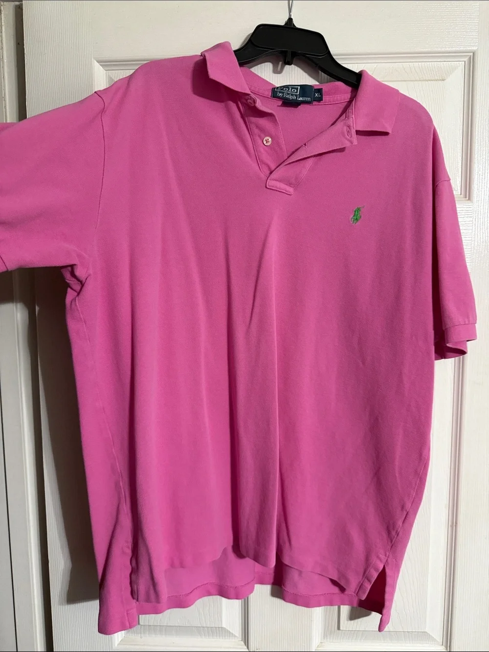 Polo by Ralph Lauren Men’s Bright Pink Polo with Green Pony